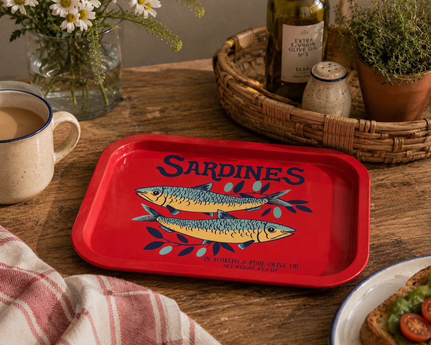 Red Sardine Serving Tray