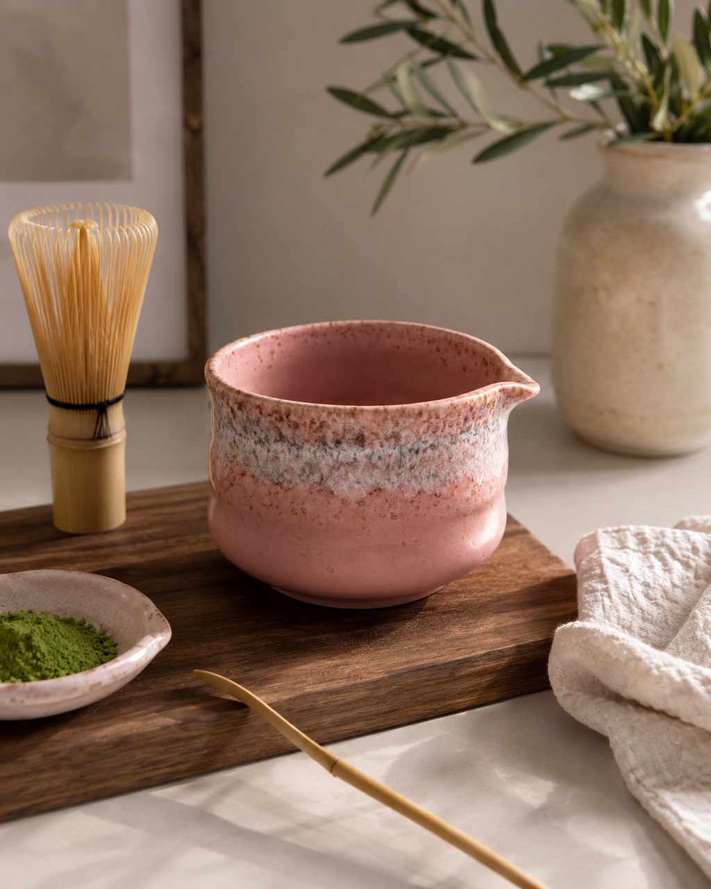 Pink Ceramic Matcha Jug