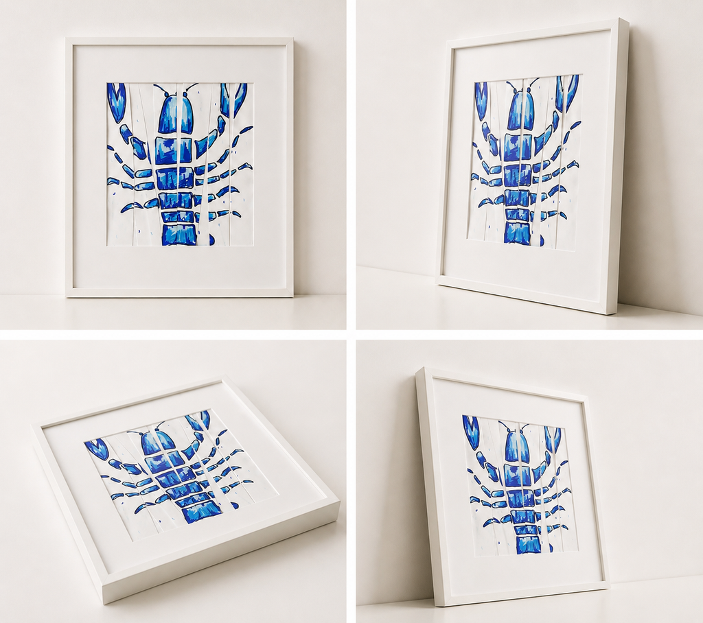 3 Bespoke 30cm Framed Lobster illustrations
