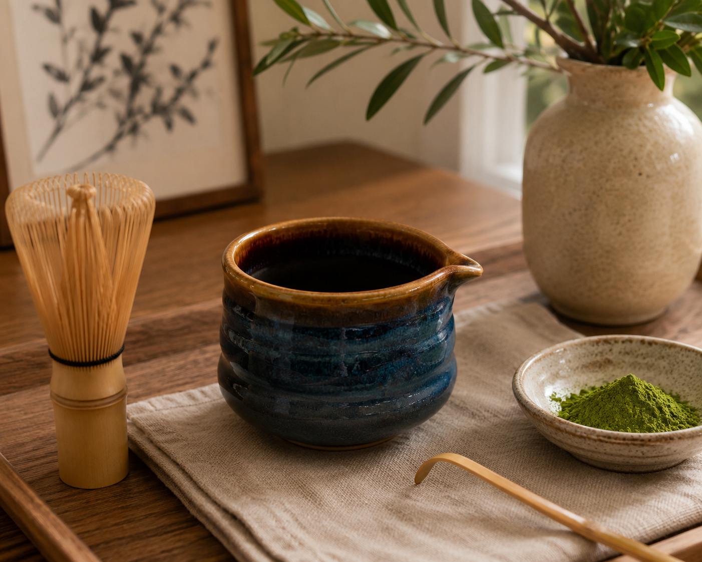 Blue Ceramic Matcha Jug