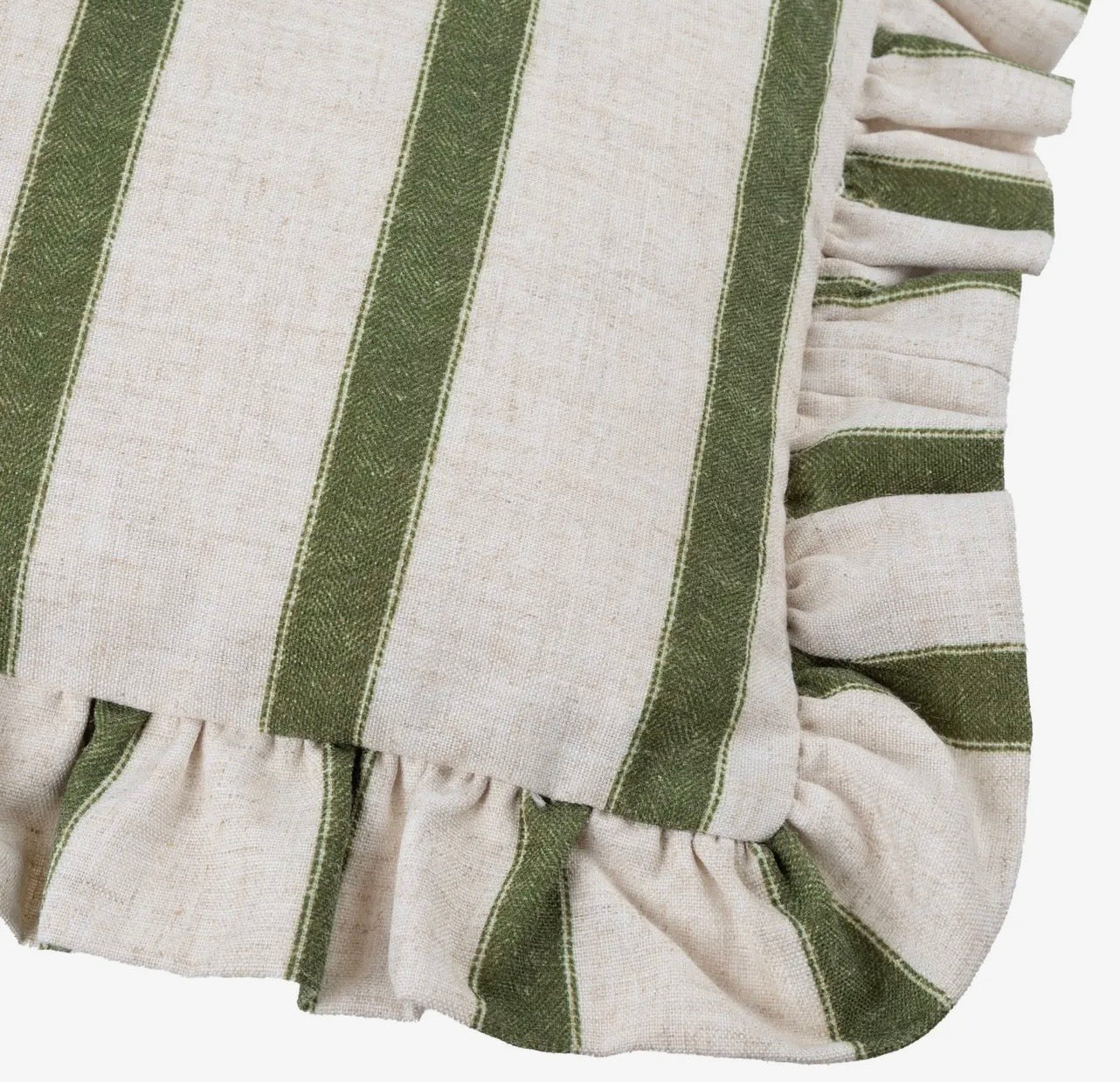 Connie Striped Moss Ruffled Feathered Cushion
