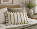 Olive feather cushion