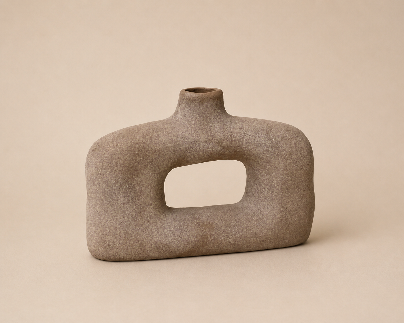 Small Brown Textured Wide Sculptured Vase