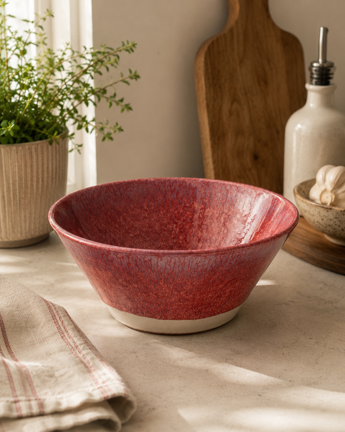 Large Pink Ceramic Glazed Bowl