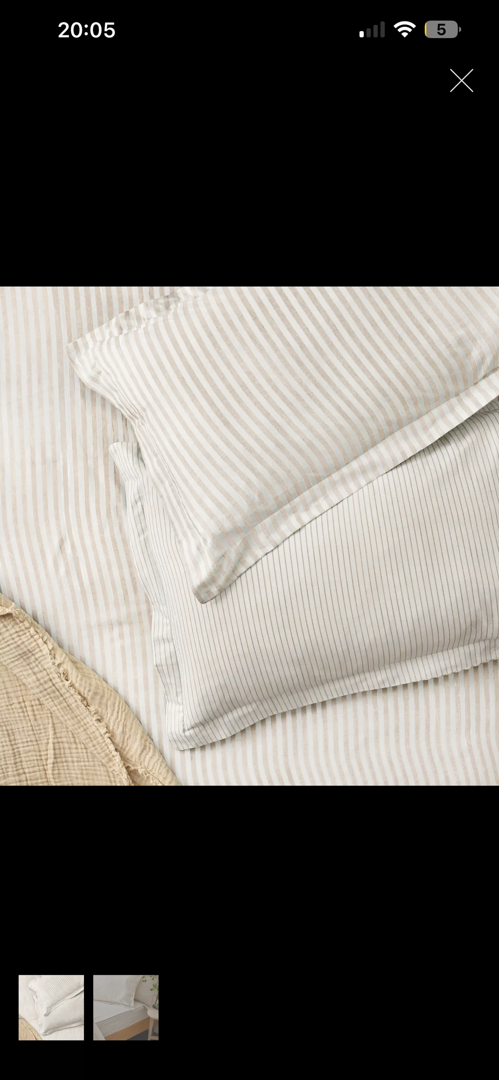Pair of Natural Striped Pillow Cases