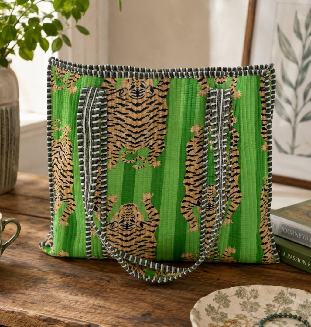 Large Jungle Cat Reversible Fabric Tote Bag