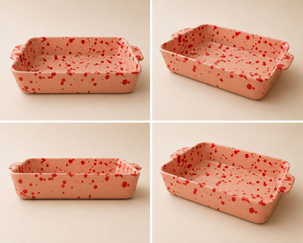 Medium Pink Dotty Ceramic Baking Tray