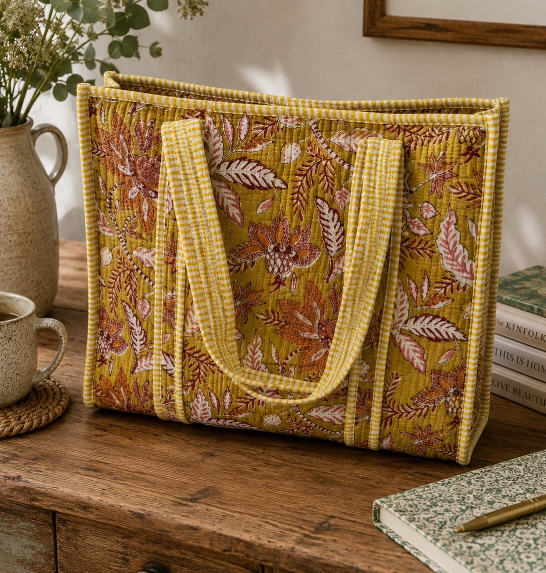 Large Golden Hour Reversible Patterned Fabric Tote Bag