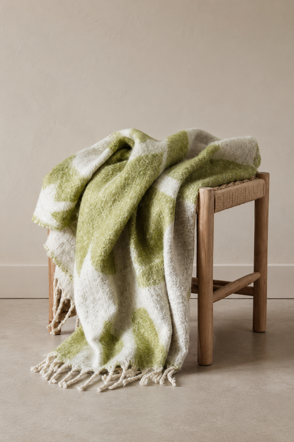 Patterned Olive Throw