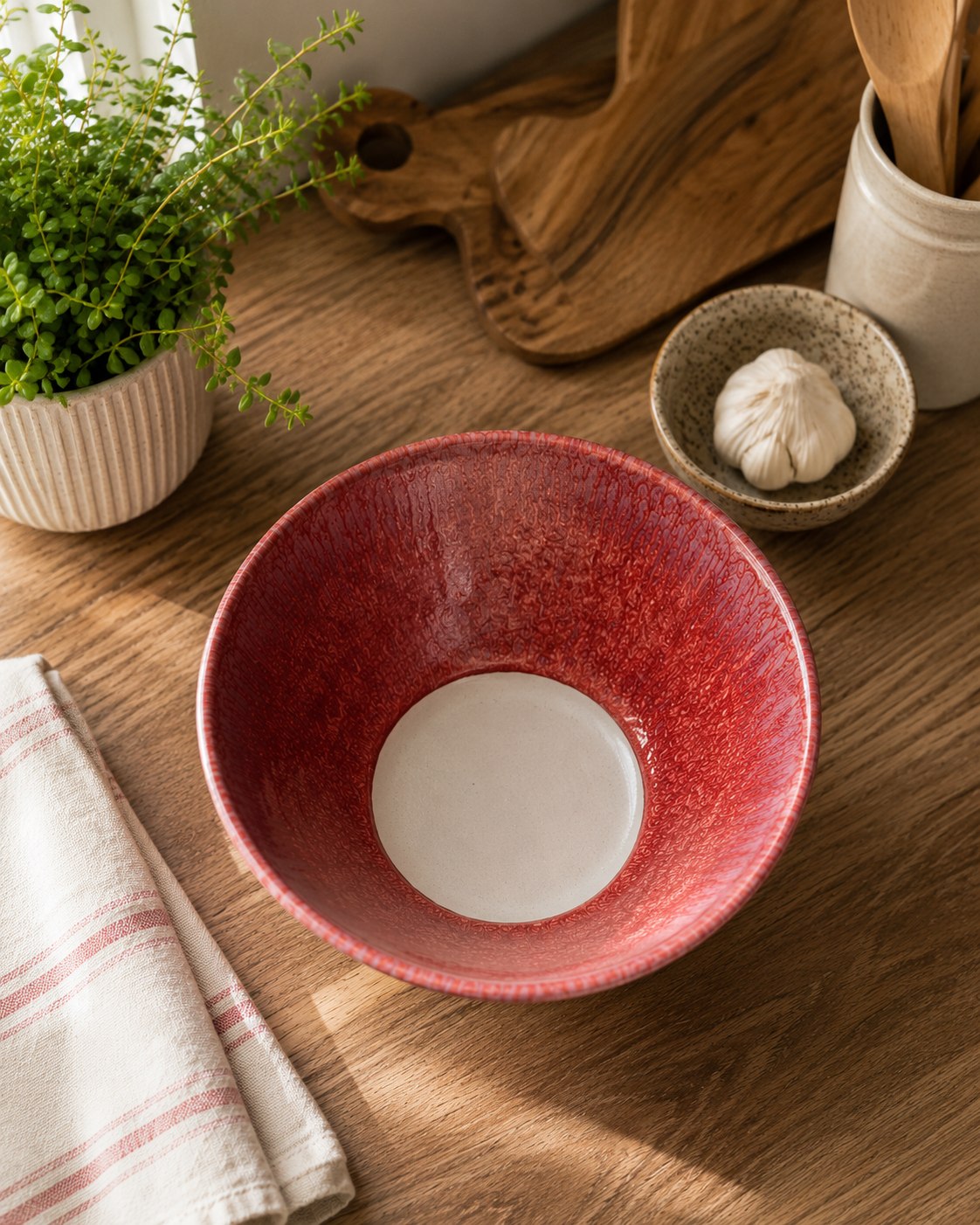 Large Pink Ceramic Glazed Bowl