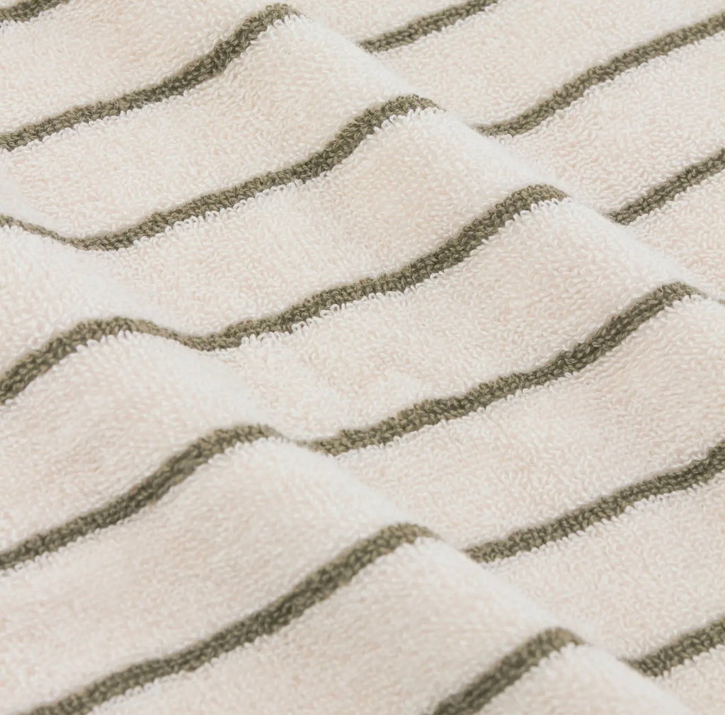Olive Striped Hand Towel