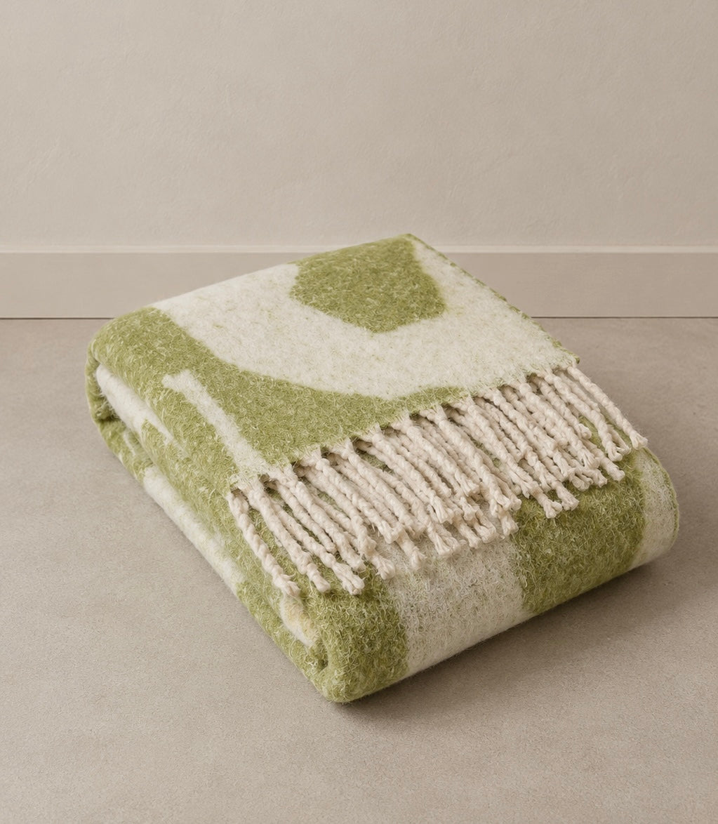 Patterned Olive Throw