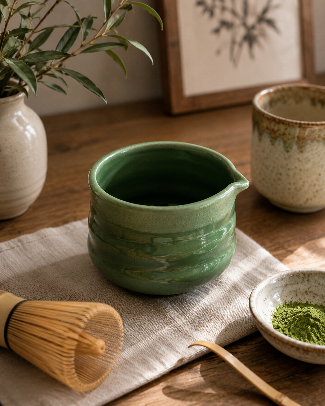 Green Ceramic Matcha Jug