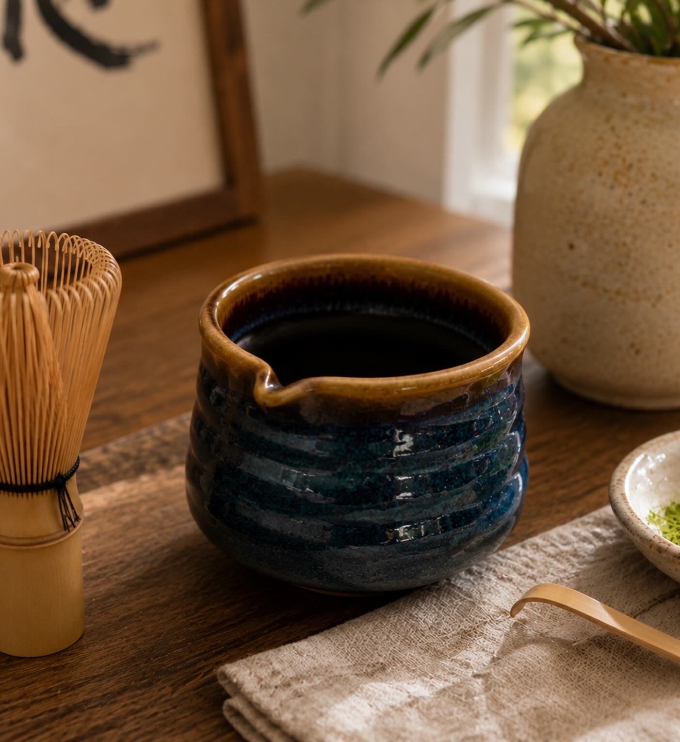 Dark Blue Ceramic Matcha Jug