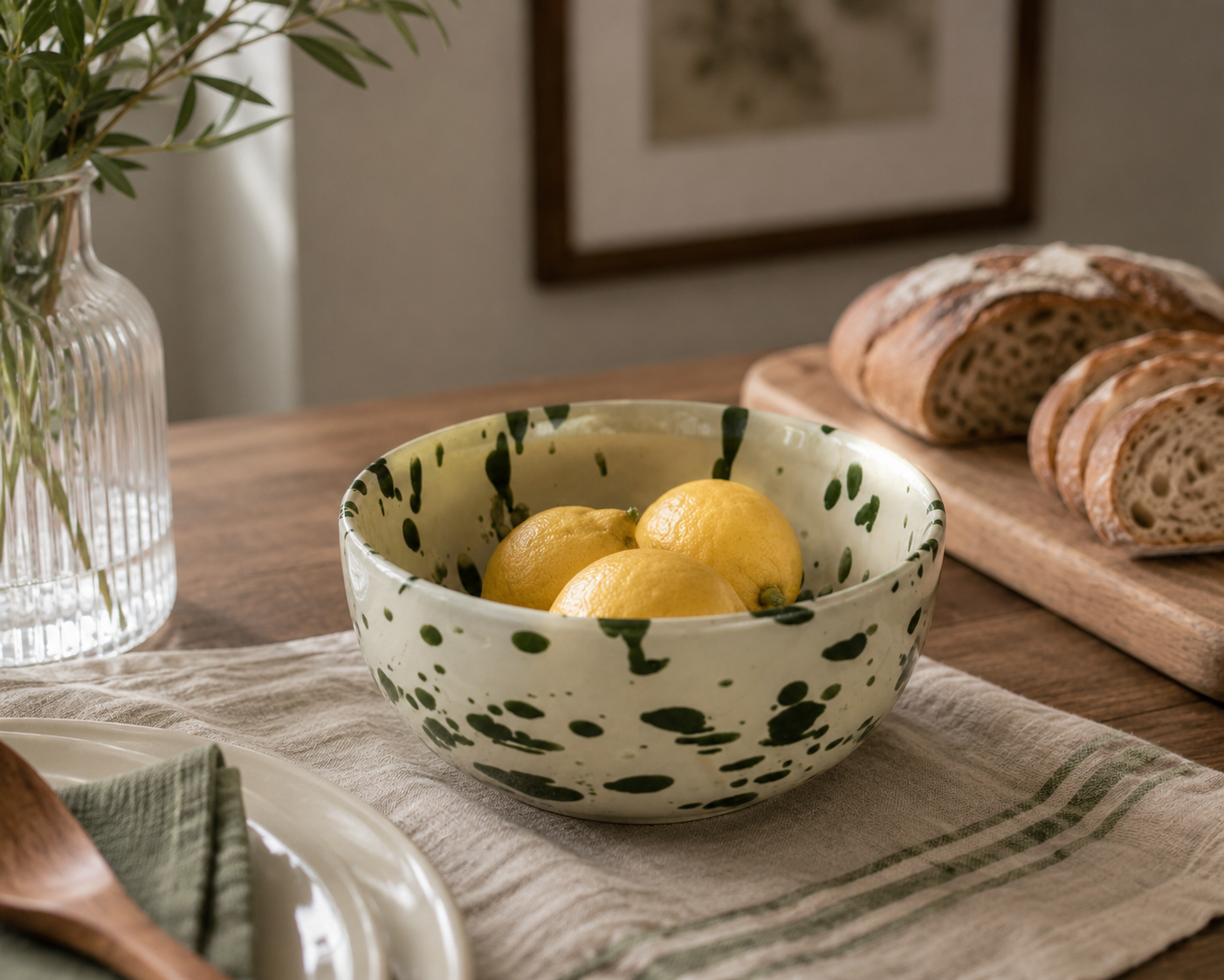 Green Dotty Ceramic Bowl