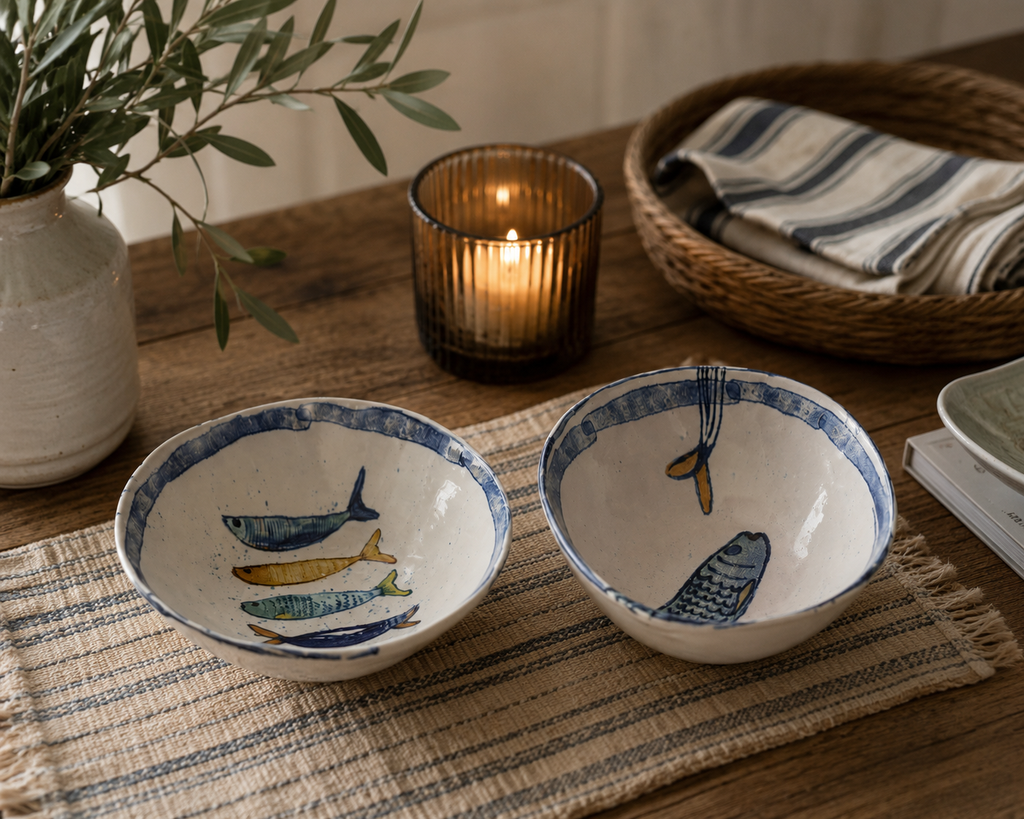 Pair of Hand Painted Ceramic Bowls
