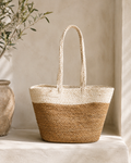 White Banded Woven Shopper