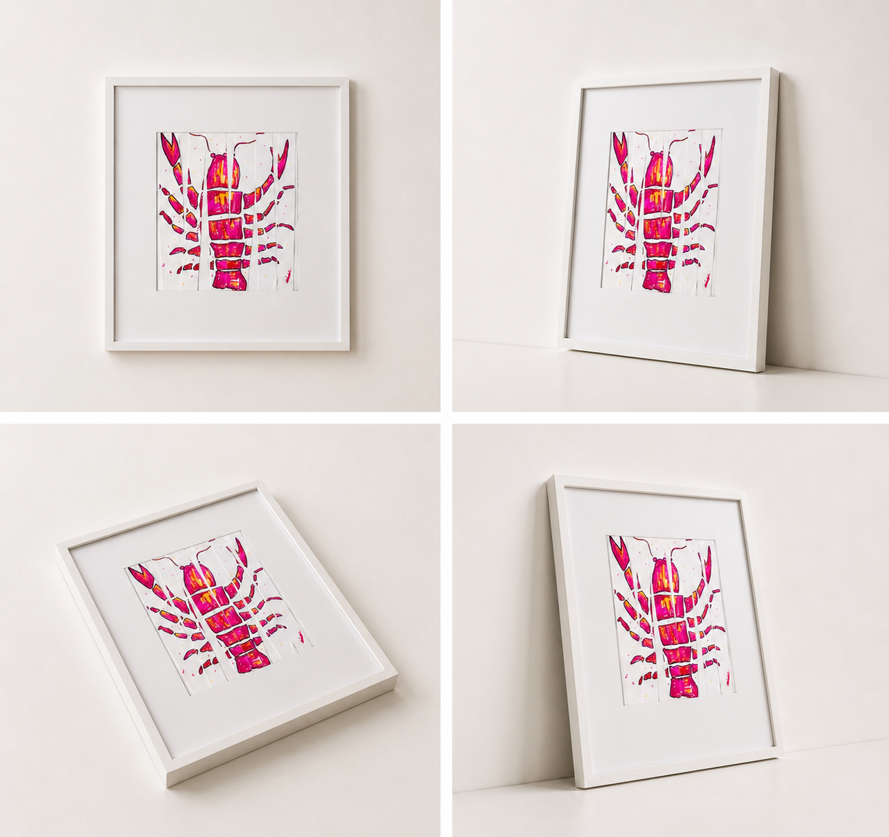 Bespoke 30cm Framed Lobster Illustration