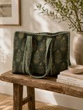 Small Evergreen Reversible Fabric Tote Bag