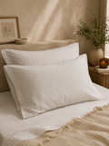 Pair of Natural Striped Pillow Cases