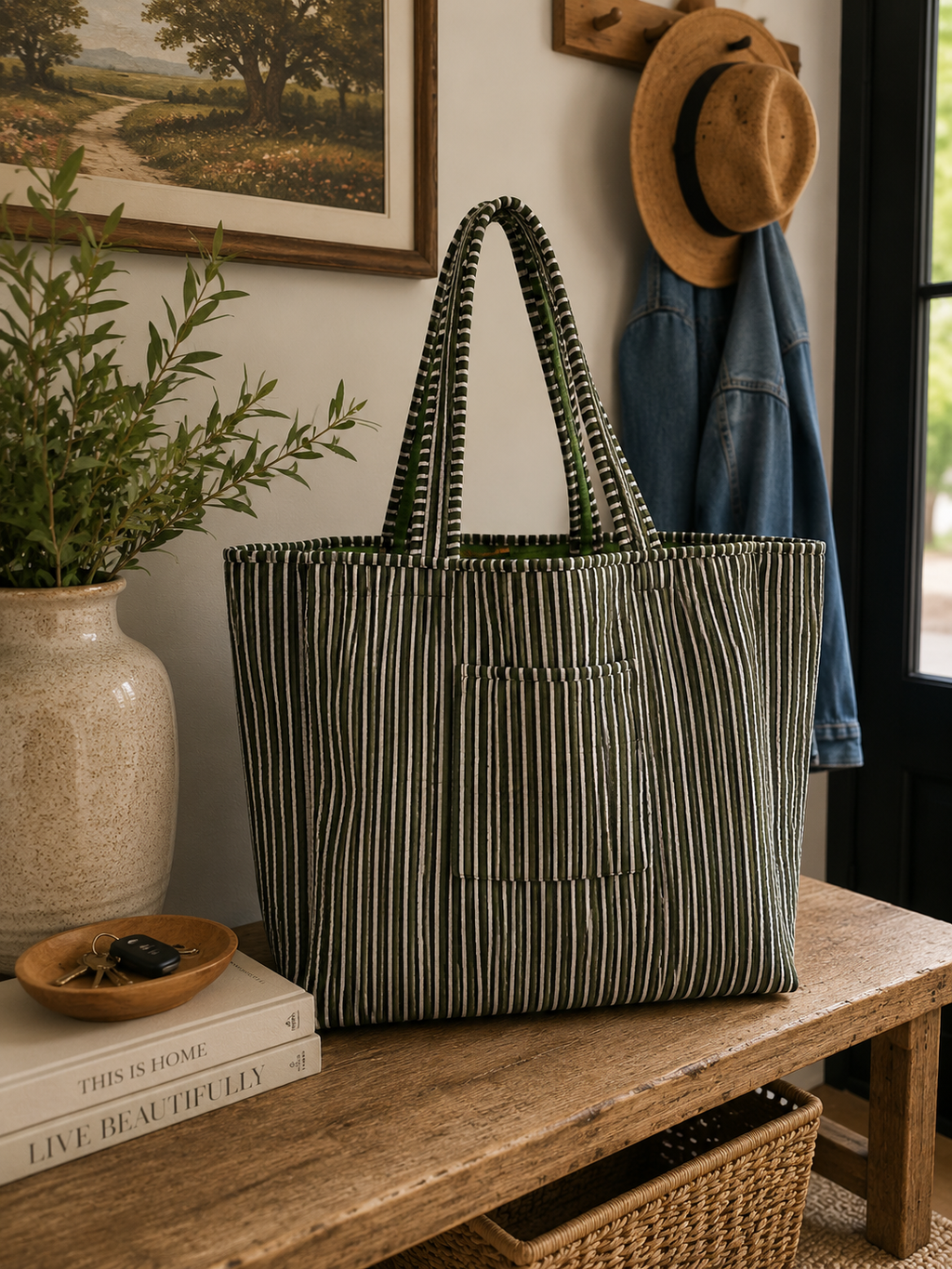 Large Jungle Cat Reversible Fabric Tote Bag