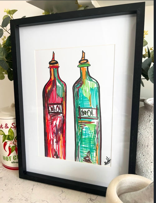 A4 Chilli and Olive Oil Drawing