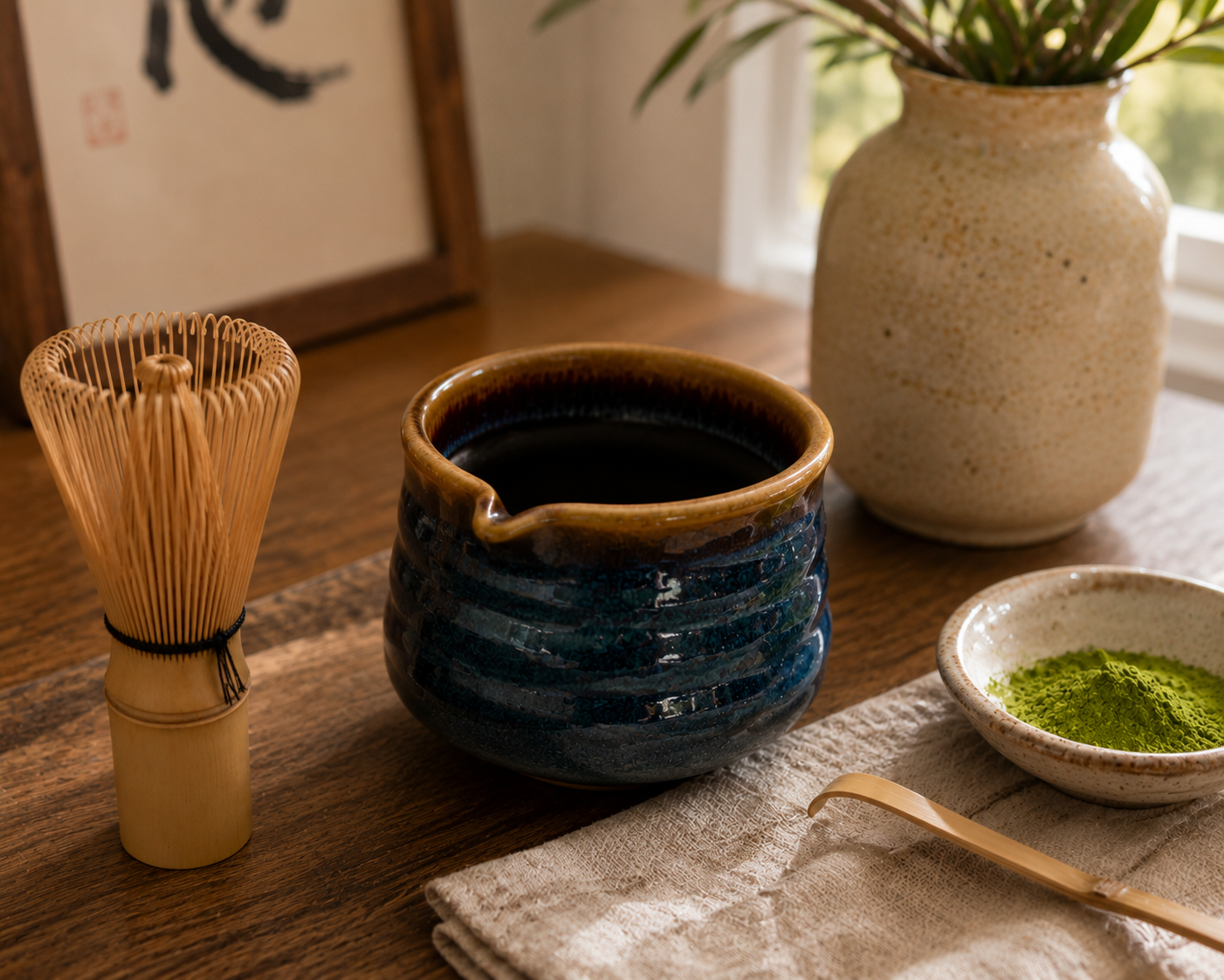 Blue Ceramic Matcha Jug