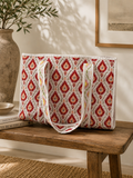 Small Saffron Reversible Patterned Fabric Tote Bag